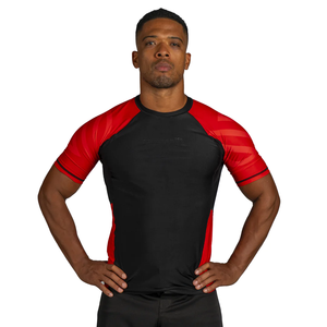 Transfert de chaleur imprimé Spandex/Nylon MMA Rash Guard BJJ Compression Top Unisexe Logo personnalisé Fight Wear Manches longues et courtes - Product Image 4