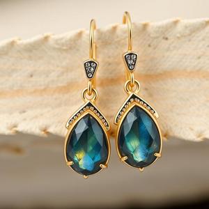 Boucles d'oreilles en pierre de labradorite faites à la main en argent sterling 925 boucles d'oreilles Boho bijoux pour cadeaux de demoiselle d'honneur - Product Image 3