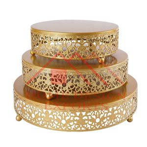 แท่นโชว์เค้กโลหะทำจากโลหะสำเร็จรูปสีทองหรูหราตั้งโต๊ะสำหรับตกแต่งเค้ก - Product Image 4