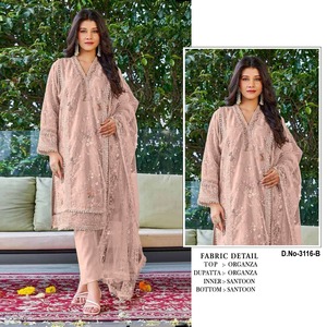 Direct Factory Pakistani suits with Embroidery Sequence Work With Moti & Hand Work for Wholesale <b>Supply</b> - Product Image 3