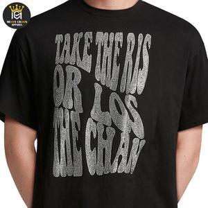 T-shirt à manches courtes pour hommes avec logo personnalisé sérigraphié T-shirt 100% coton avec strass pour hommes coupe ample - Product Image 2