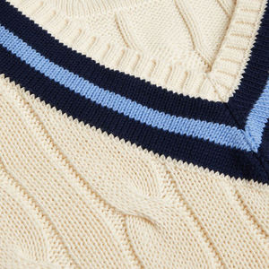 เสื้อสเวตเตอร์ถักลายสำหรับเล่นคริกเก็ตแขนยาวสำหรับฤดูหนาวทำจากผ้าฝ้าย100% มีโลโก้ออกแบบได้ตามที่ต้องการ - Product Image 4