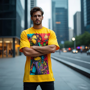 Surdimensionné imprimé à manches courtes t-shirts hommes vêtements de sport Gym Fitness t-shirts hommes décontracté O cou surdimensionné t-shirts hommes - Product Image 2