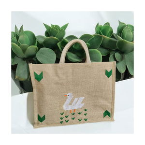 Sac en jute de grande capacité de qualité supérieure avec fermeture à glissière de style mode brodé-Qualité d'exportation - Product Image 1