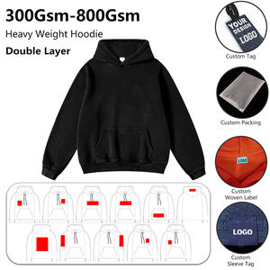 Sweat à capuche unisexe personnalisable 500 Gsm oversize recadrée pour hommes motif solide polyester coton fabricant de sweat à capuche de haute qualité - Product Image 3