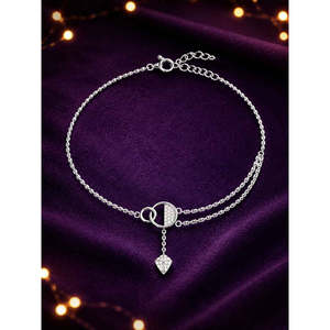 Compre Tobilleras/Payals de Plata 925 100% Auténtica para Mujeres y Niñas, Chapadas en Oro de 14k con una Bonita Piedra Principal de Diamante y Material de Primera Calidad - Product Image 2