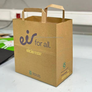 Sacs en papier kraft turc de haute qualité avec poignée plate imprimés personnalisés non imprimés pour l'emballage ou l'emballage Logo utilisation - Product Image 1