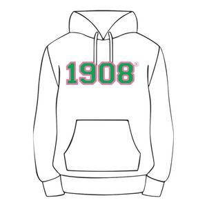 Pullover bianco 1908 felpa con cappuccio in misto cotone greco abito da confraternita personalizzato ricamato divino nove HBCU abbigliamento greco - Product Image 2