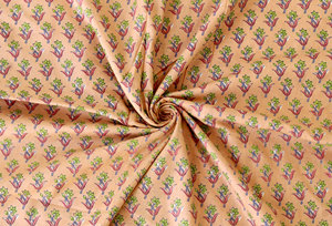 Natural Cotton Handmade <b>Fabric</b>, Floral Hand Block Print <b>Fabric</b>, Women Dressmaking Crafting <b>Fabric</b>, Light <b>Weight</b> - Product Image 2