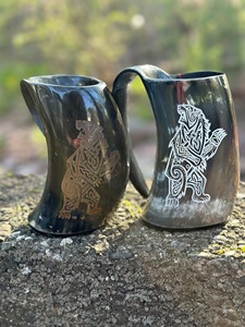 Authentic Eco-Friendly Viking Horn <b>Mug</b> Handmade Buffalo Horn Food Grade Medieval Style Religious Feng Shui Animal Beer <b>Mug</b> - Product Image 5