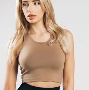 Seamless Women Tank <b>Top</b> Polyester/Cotton Stretch Fabric Casual Fit Scoop Neck Front Logo Breathable Quick Dry OEM Services Bulk - Product Image 6
