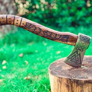 Hache Viking SCL - Design authentique de tomahawk, manche en bois sculpté à la main de 20 pouces pour les reconstitutions historiques et les collectionneurs - Product Image 6