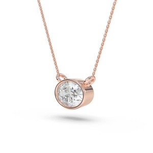 Colgante solitario con diamante de corte ovalado engastado en bisel, de oriente a oeste, de 0.30 quilates, diamante cultivado en laboratorio, en platino, para regalo de aniversario nupcial. - Product Image 2