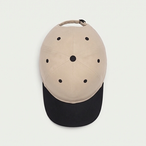 Casquette de baseball ajustée 6 panneaux avec logo brodé, motif géométrique, unisexe, décontractée, beige, visière noire, vente en gros, personnalisable, OEM, faible MOQ - Product Image 6
