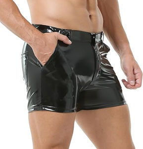 Pantalones cortos de cuero transpirable para hombre, pantalones cortos de cuero Pu ajustados para gimnasio, todos los tamaños personalizados disponibles de cintura, pantalones cortos de cuero para hombre OEM S - Product Image 6