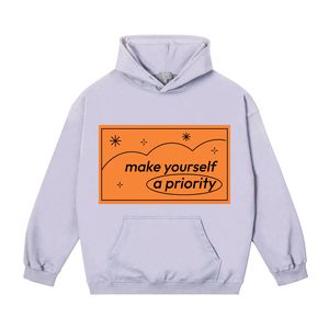 Soyez un Prioritaire : Sweat à Capuche Unisexe Oversize en Coton French Terry Décontracté pour l'Automne, Streetwear avec Logo Imprimé sur le Devant - Product Image 1
