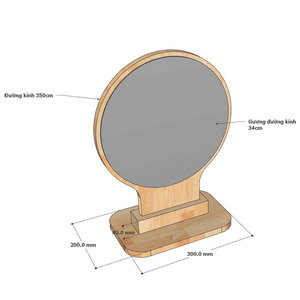 Miroir de maquillage rond sur pied en bois naturel GNG003 - Product Image 6
