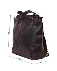 Women's Dark Brown Genuine Leather Convertible Backpack Tote Bag Zipper Candy Fashion Vintage 2-in-1 <b>Laptop</b> <b>Rucksack</b> Handbag - Product Image 4