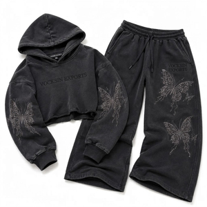 Conjunto de Ropa Deportiva de 3 Piezas para Mujer, Chaqueta Deportiva con Pedrería Personalizada, Pantalones de Yoga Ajustados y Pantalones de Campana - Product Image 4