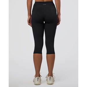 <b>High</b>-<b>Waisted</b> Capri <b>Leggings</b> with Pockets-<b>Black</b> XXS-XXL - Product Image 4