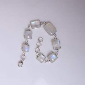 กำไลข้อมือเงินรูปวงรีสีรุ้ง925เงินสเตอร์ลิงสร้อยข้อมือเงินแบบปรับได้ของขวัญ - Product Image 1