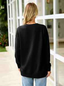 Custom Oversized Sweatshirt For Women Heavy Cotton Fleece Streetwear Pullover - Product Image 3