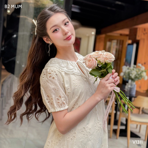 V1311 Cool Floral bordado niñas vestido de verano adecuado para el sudor absorbente y tela sin arrugas - Product Image 4