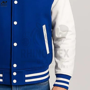 Vestes universitaires personnalisées en gros avec manches en cuir, veste respirante en polyester pour homme, veste universitaire unie vierge - Product Image 3