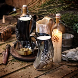 Mug en corne de Viking artisanal pour hommes et femmes - Écologique, couleurs personnalisables, impression typographique pour fêtes et usage domestique - Product Image 6