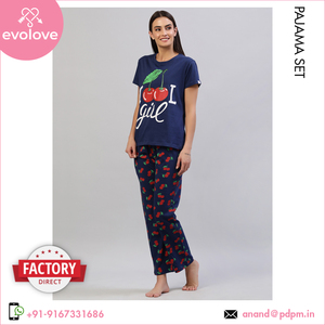 100% coton vêtements de nuit pour femmes demi-manches durables et durables ensemble de pyjama deux pièces pour vêtements d'été pour femmes - Product Image 2