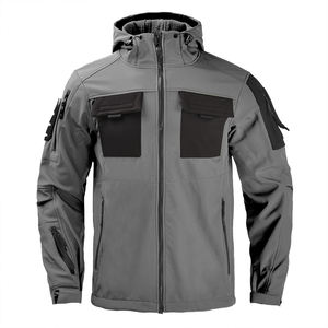 <b>Men's</b> New Style High Quality Softshell Outdoor <b>Jacket</b> Skin Polyester <b>Camo</b> with Stand Collar and Removable Hood for Hunting - Product Image 5
