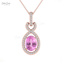 Mode féminine 2025 rubis naturel 7x5mm taille ovale pierre précieuse Bail pendentif 14k or blanc diamant Halo pendentif distributeurs en gros