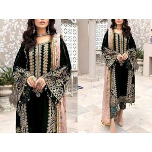 Robe formelle et de fête pakistanaise pour femmes en velours de couleur marron à prix bas et MOQ bas, taille sur mesure parfaite - Product Image 3