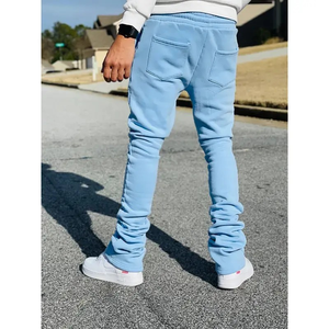 กางเกงจ็อกเกอร์เข้ารูปลำลองสำหรับผู้ชายกางเกงวอร์มผ้าฝ้ายผ้าฟลีซเอวกลางแบบยางยืดมีเชือกผูกดีไซน์ซ้อนกัน100% ออกแบบได้ตามต้องการ - Product Image 4