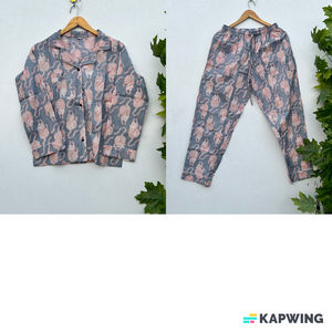 Conjunto de pijama de algodón ligero hecho a mano para mujer puro suave cómodo cuello en V ropa de dormir cintura elástica hogar Hotel vestido de noche - Product Image 1