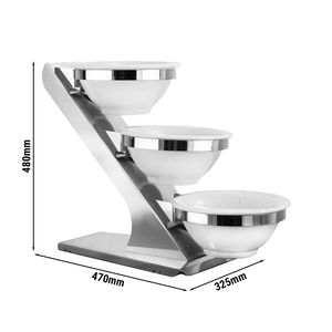 Etagere / Soporte para buffet - Estructura de acero inoxidable - Cromado - 280 mm - incl. 3 tazones de melamina de 280 mm - Product Image 2