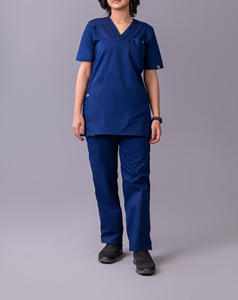 Ensemble d'uniformes médicaux d'été unisexe avec logo personnalisé, haut et pantalon, pour infirmières et personnel hospitalier - Vente en gros - Product Image 2