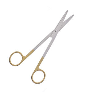 Tijeras industriales de Enfermería Médica de acero inoxidable medio dorado, disección quirúrgica, mango recto, punta afilada para hueso nasal - Product Image 1