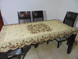 Nappe de table à manger 6 places brodée d'or faite à la main nappe de luxe élégante pour le décor de salle à manger du nouvel an - Product Image 6