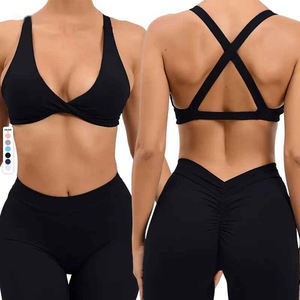 New Arrivals Custom Logo Lightweight High for Impact Yoga <b>Sports</b> <b>Bra</b> for Women Cross Back with Front Logo Position - Product Image 1