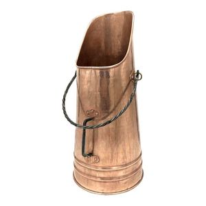Traditional copper <b>coal</b> <b>bucket</b> with patina effect for authentic classic home environments and heating decor - Product Image 1