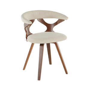 Mid-Century Modern Upholstered Dining Chair with Curved <b>Wooden</b> Backrest and Padded Seat for Home, Cafe, and Restaurant - Product Image 2