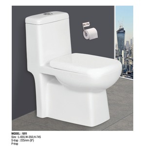 Inodoro de una pieza de cerámica blanca de gran oferta, artículos sanitarios populares de moda para baño, baño, uso al aire libre, función desodorante - Product Image 1