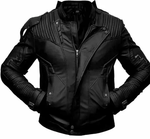 Veste longue en cuir sur mesure de haute qualité pour hommes - Veste de moto élégante et tendance, imperméable et écologique - Product Image 3