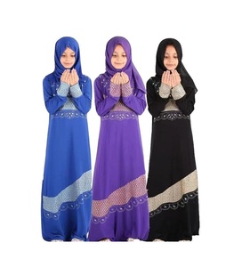 Traditionnel Islamique Filles Abayas Hijab Robe Longue Abaya Imprimé Conception Musulman Casual Prières Filles Hijab Abayas - Product Image 1