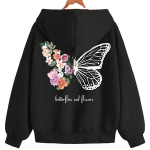 เสื้อมีฮู้ดปักลายผีเสื้อสำหรับผู้หญิง/เด็กผู้หญิงมีฮู้ดแบบยาวเทคนิคการซักกรด GSM สำหรับฤดูใบไม้ร่วงฤดูหนาว - Product Image 5