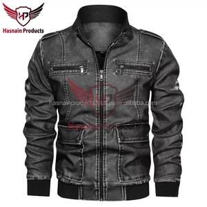 Veste de moto pour homme de qualité supérieure, coupe ajustée, style bomber standard, fermeture éclair en cuir, style décontracté, multicolores, hiver, écologique - Product Image 3