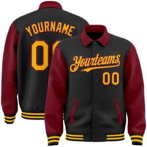 OEM personalizado bordado chaquetas de bombardero mangas de cuero Letterman béisbol Varsity chaqueta para los hombres - Product Image 1