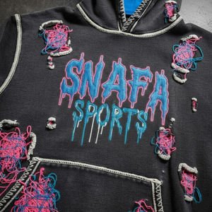 Vêtements décontractés, sweat-shirt délavé, streetwear, sweat-shirt brodé délavé, sweat-shirt oversize délavé à l'acide pour hommes - Product Image 5