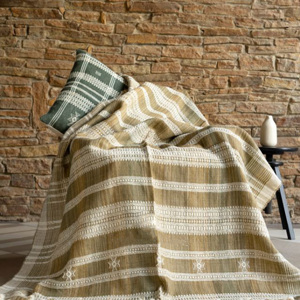 100% laine jeter couverture hiver confortable canapé chambre à la main Plaid Design mérinos décor à la maison en gros - Product Image 2